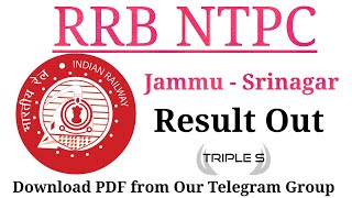 RRB NTPC Jammu - Srinagar Zone Result Out ||