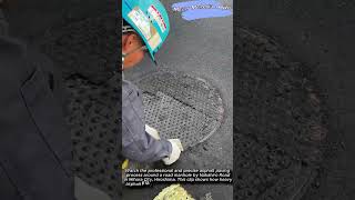 Precision asphalt paving and finishing around a road manhole #asphalt #construction #roadworks