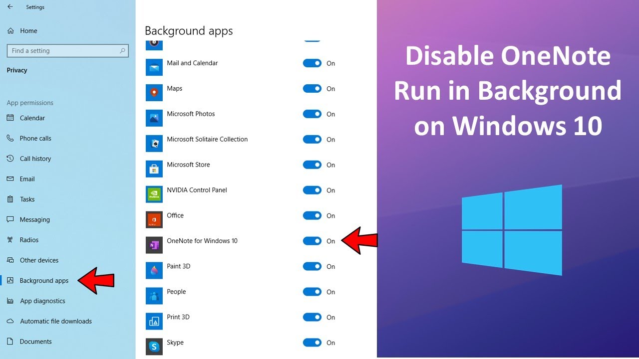How to Stop OneNote Run in Background on Windows 10 - YouTube