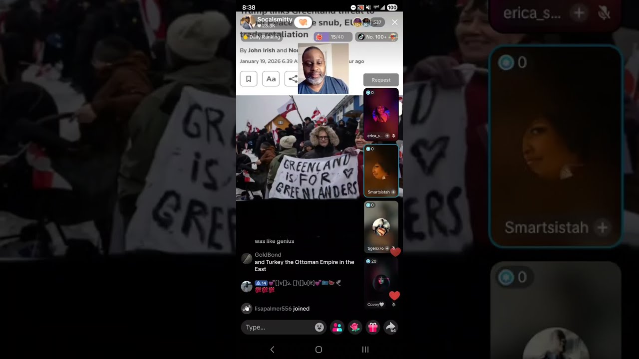 @socalsmitty TikTok Live 01/19/26 - Trump links Greenland threat to Nobel Peace Prize snub