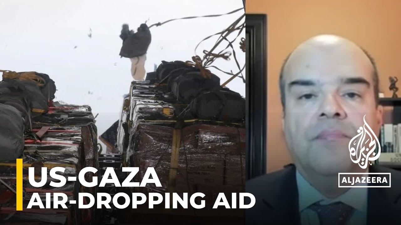 بدأت الولايات المتحدة بإسقاط مساعدات جواً على غزة، حيث تم إرسال 66 منصة نقالة تحتوي على 38 ألف وجبة.