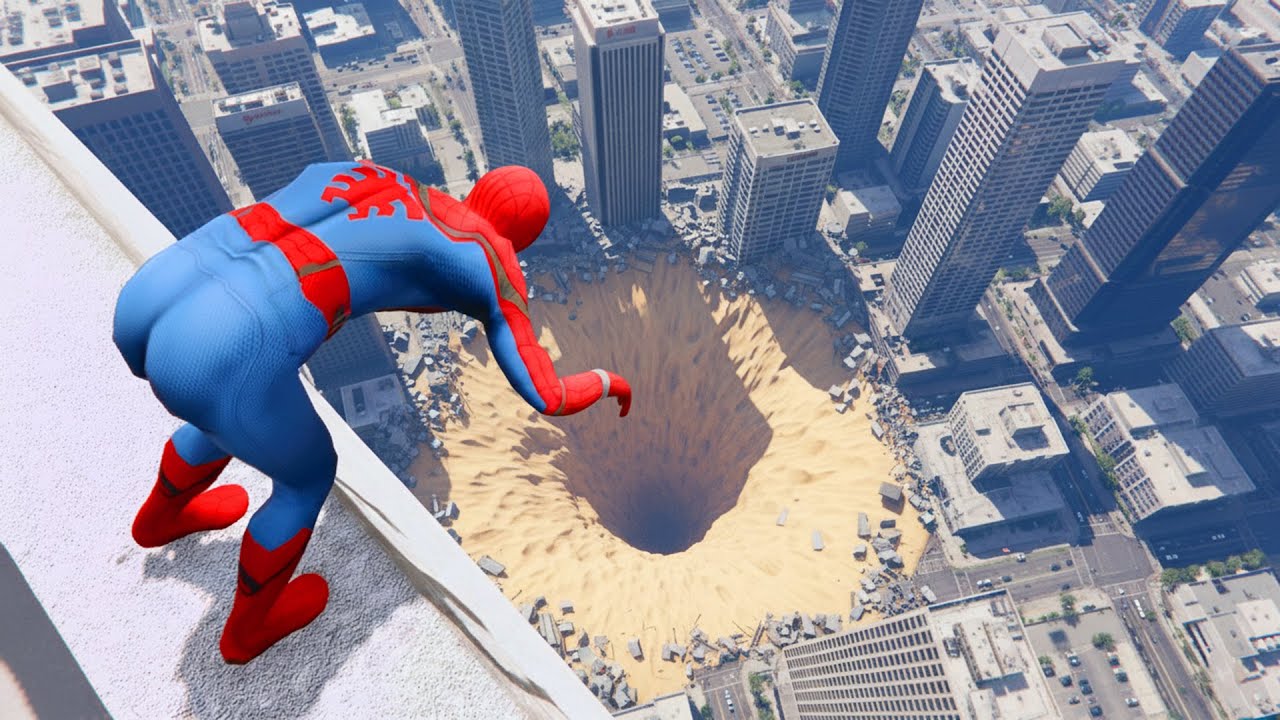 SPIDERMAN CRAZY JUMPS & FALL (GTA 5 Spider-Man Euphoria Ragdolls)