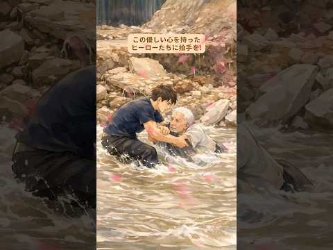 二人の見知らぬ人が高齢男性を川の向こう岸へ安全に助けた