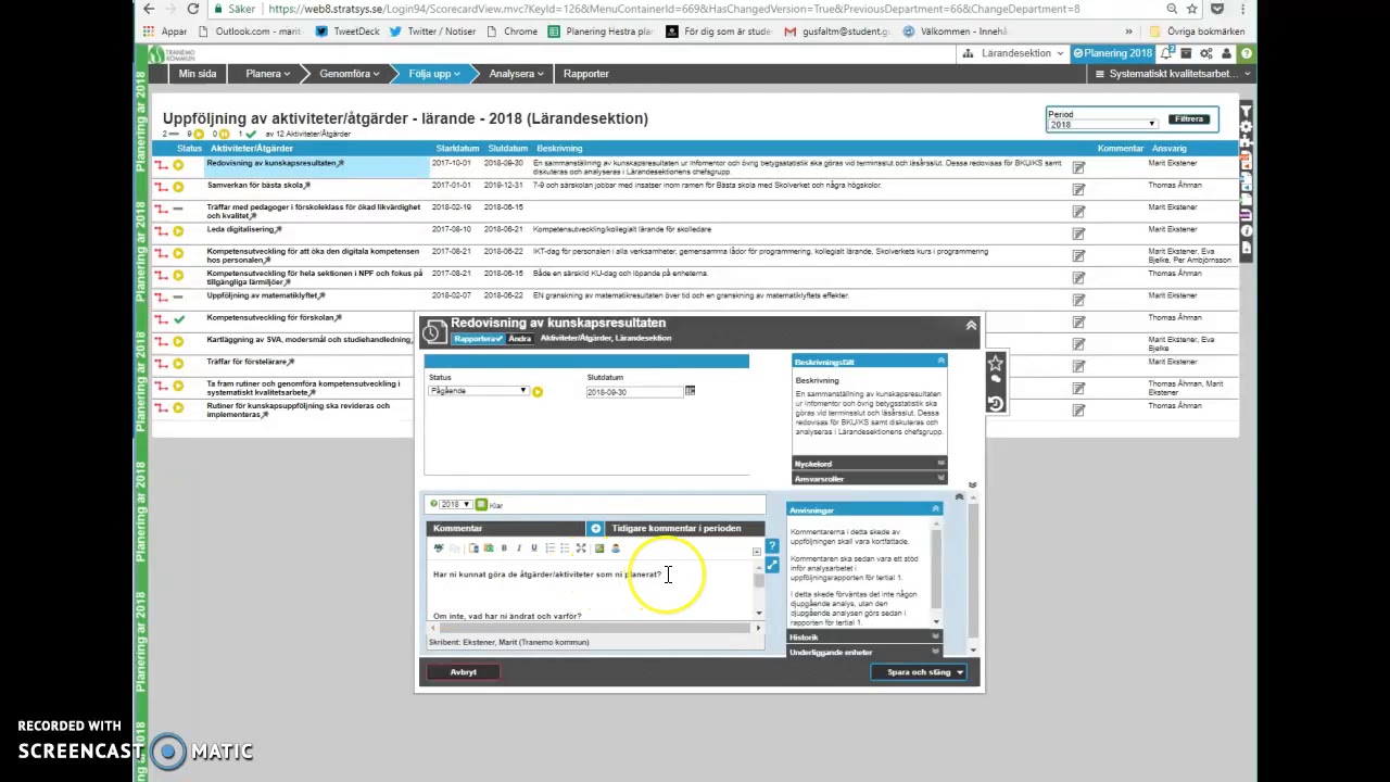 Uppföljningar i Stratsys