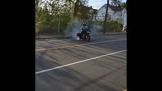 Harley Davidson Road Glide wheelie and burnout