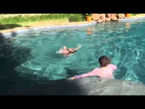 Ali's Swim Lessons 2015 - Backstroke fully clothed - YouTube