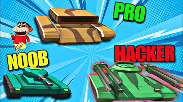 SHINCHAN and CHOP MERGING TANKS TO MAKE GOD TANKS ! | NOOB vs PRO vs HACKER in TANK BATTLE ARENA