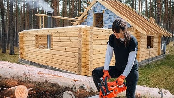 Build My Cozy Bushcraft Cabin Alone in the Forest