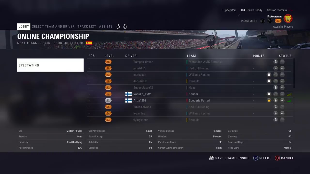 Konsolifin F1 2018 S1R5 div. 1&2 espanja