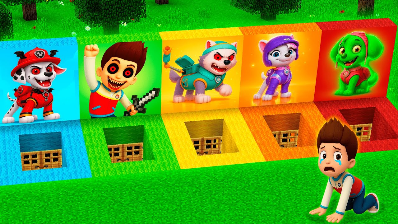 😱¿QUÉ HAY DENTRO del FOSO Ryder EXE de LOS Paw Patrol? / NO ELIGAS EL EQUIVOCADO EN MINECRAFT