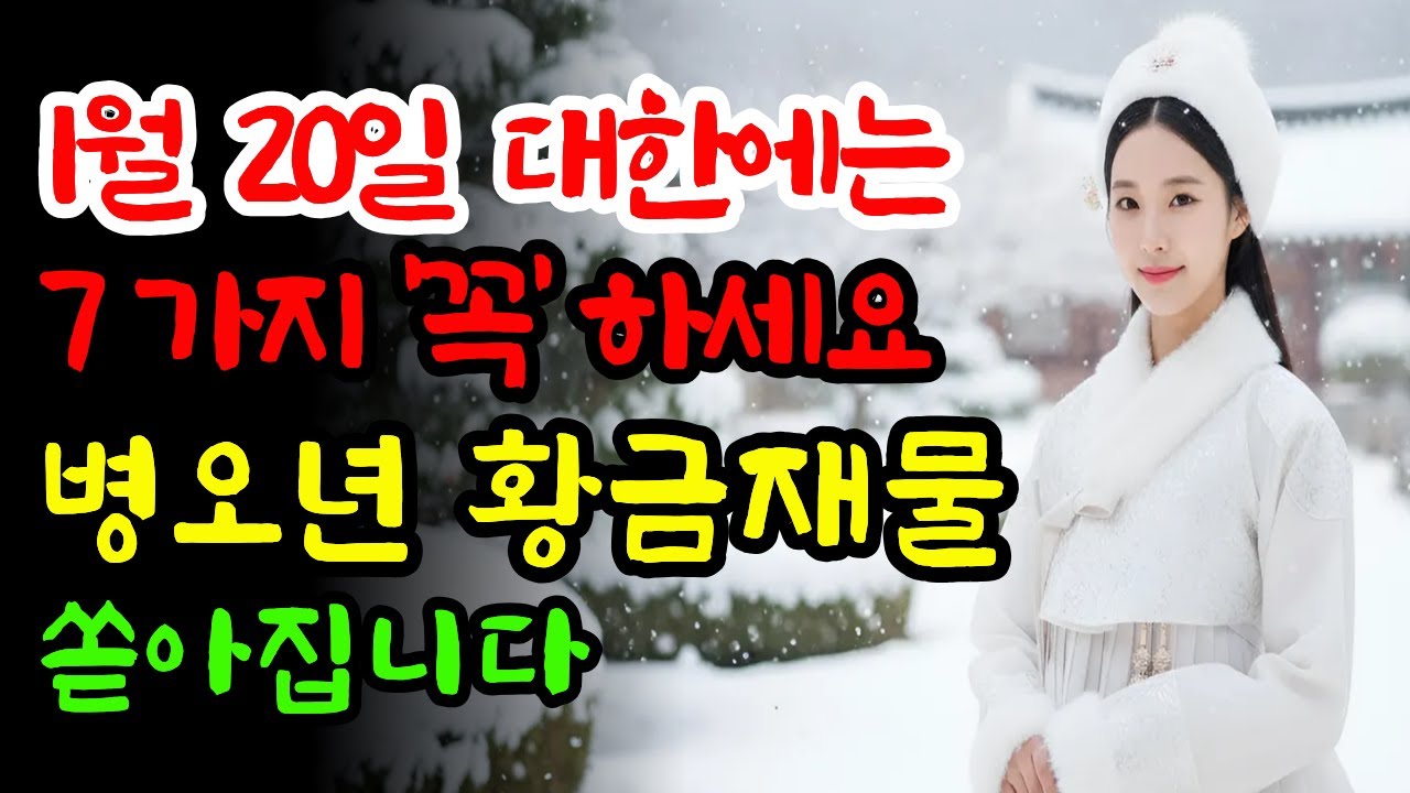 🔥 대한(1월 20일) 전에 꼭 해야 할 7가지 | 2026년 병오년 재물운 폭발시키는 방법