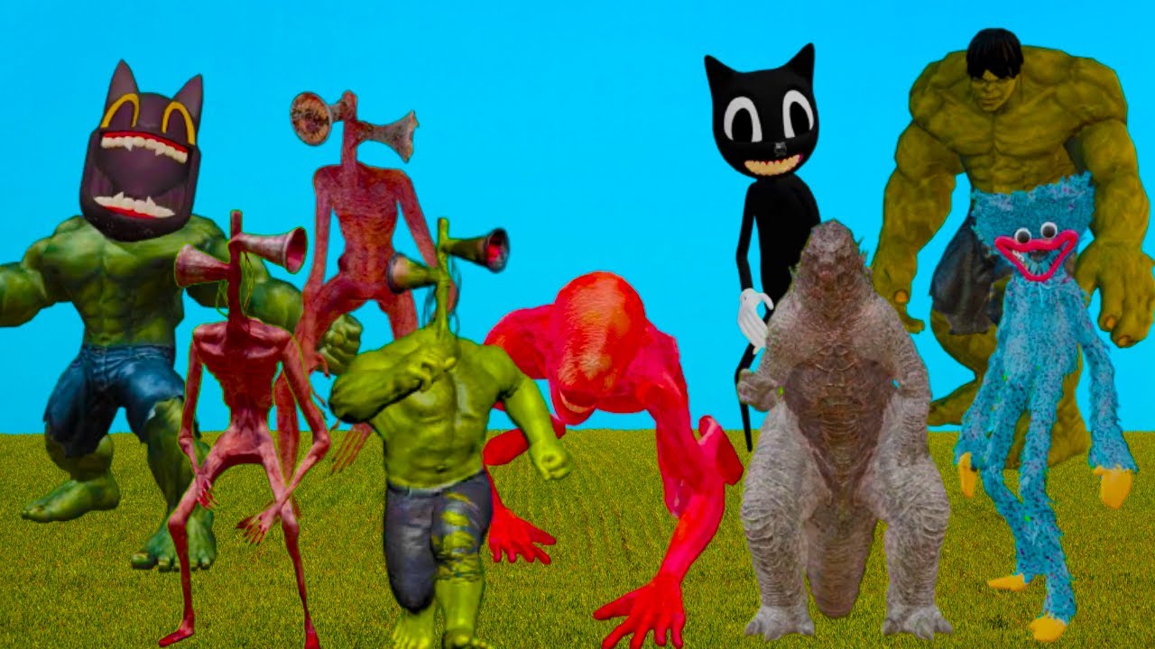 Hulk vs Huggy Wuggy vs Siren Head vs Cartoon Cat vs Hulk Siren Head vs ...