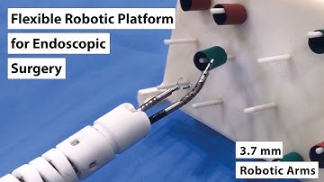 Flexible Robotic Platform for Scar-Free Endoscopic Surgery with 3.7 mm Diameter Robotic Arms