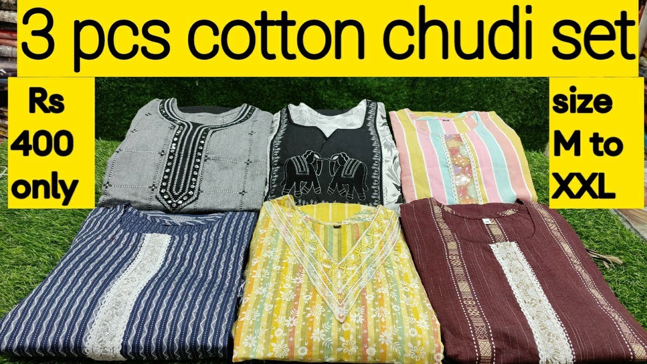Cotton daily wear chudi sets just Rs 400 only. Size - M to XXL