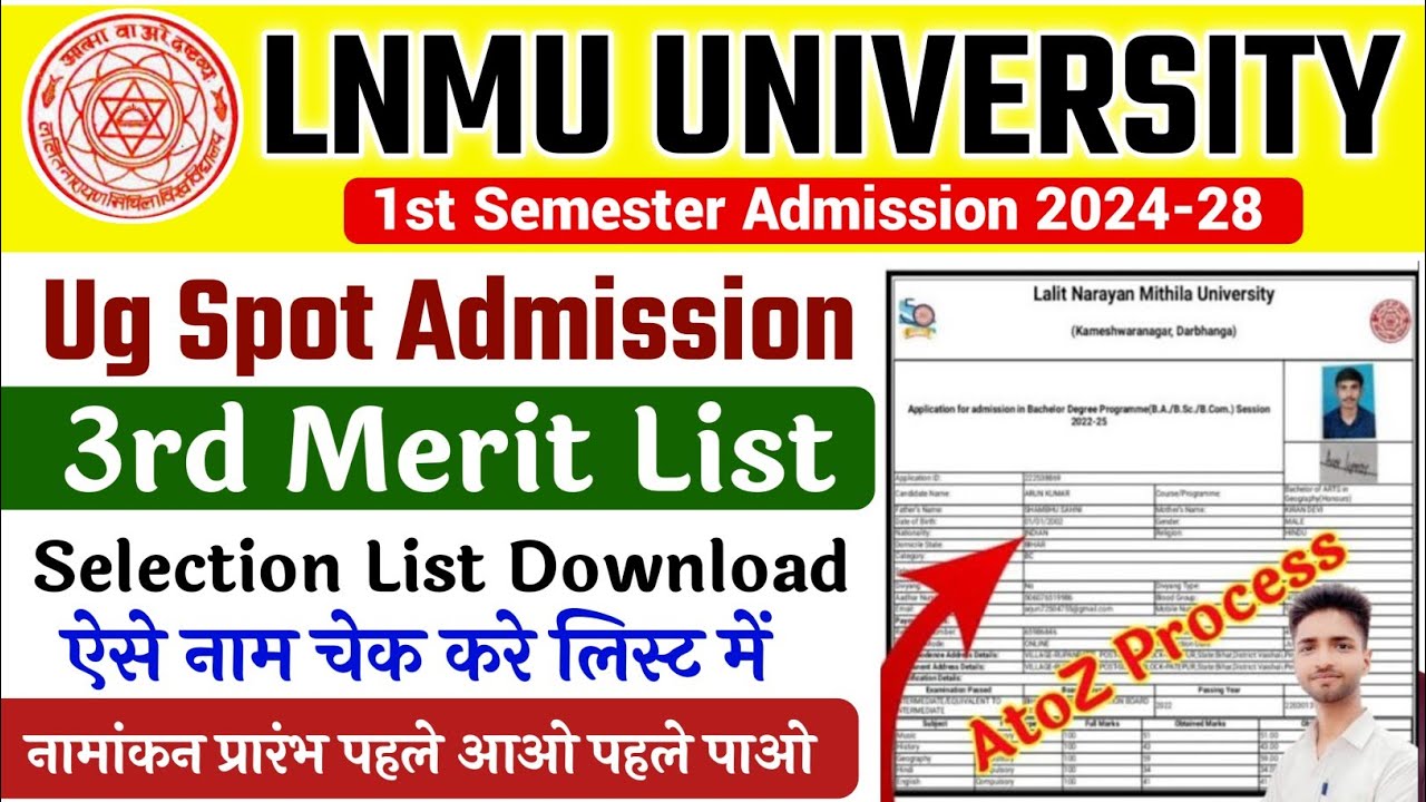 lnmu ug admission 3rd merit list download|mithila university 3rd merit ...