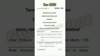 BSOC-109: SOCIOLOGY OF KINSHIP #december2025 #bsoc107 #bsoc #ignouexam #sociology #shorts #kinship