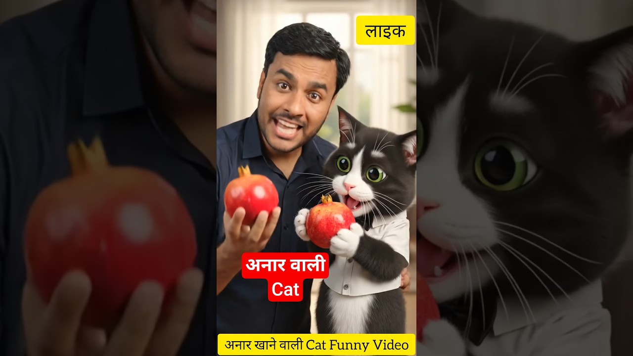 Talking Cat & Me Enjoying Pomegranate 🍎😹 | Funny Moments | Cat Shorts