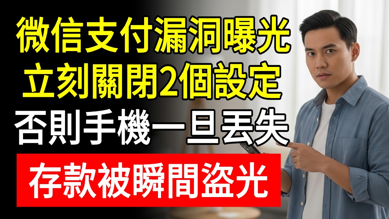 微信支付漏洞曝光！立刻關閉2個設定，否則手機一旦丟失，存款被瞬間清零！#手機防詐騙 #阿傑 #養老金安全 #老人學手機 #生活慧眼