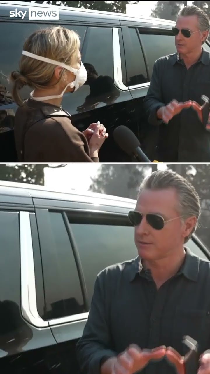 Moment woman confronts California governor