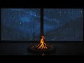 Calm Rain and Thunder Sounds with Cozy Fireplace Relaxing Storm Ambience for Deep Sleep All Night