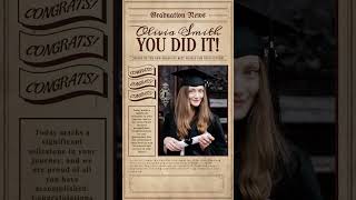 Vintage Newspaper Happy Graduation Announcement Poster Video(Customizable) - FlexClip # #graduation