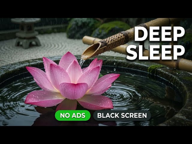 11 Hours HEAVY RAIN in a Japanese Garden | Rain Sounds for Sleeping | No Ads | Black Screen