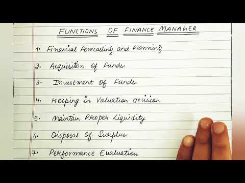 Functions Of Finance Manager