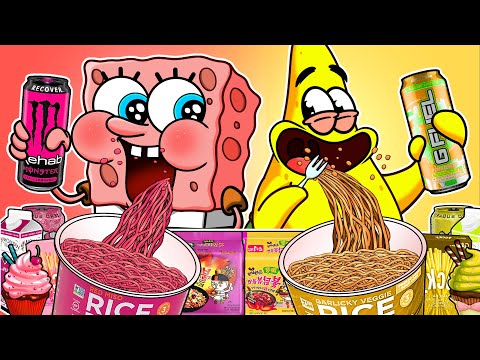 Spongebob Patrick Swap Body Convenience Store Yellow Vs Pink MUKBANG Spongebob Animation ASMR 