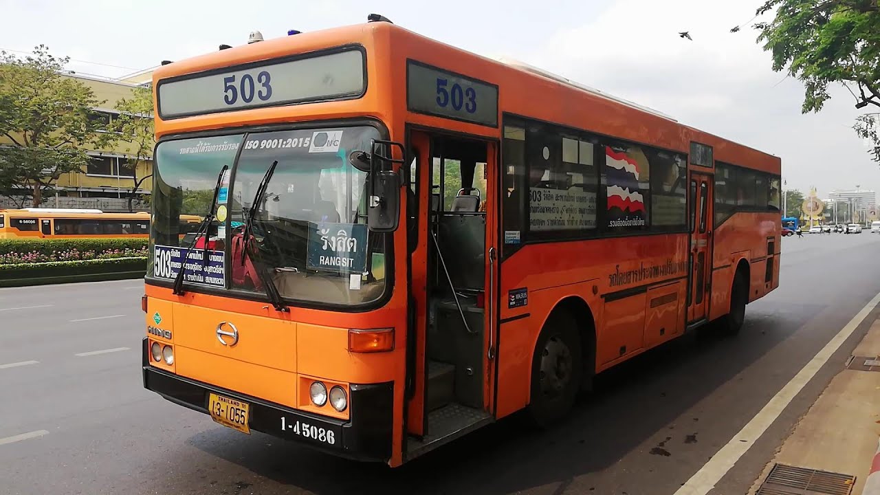 Bangkok Buses at Democracy Monument Bus Stop
