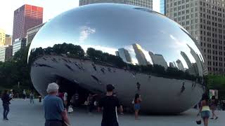 A glimpse of Chicago, visitors, and myself in the Cloud Gate (Bean) of Millennium Park