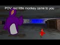 Pov  little red monkey comes to you