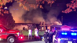 VIDEO: Large fire along Spring Street in Spartanburg Co.