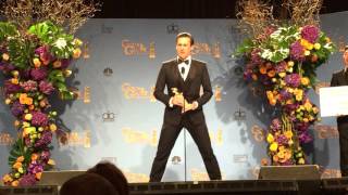 Jon Hamm backstage after winning Golden Globe for 'Mad Men'