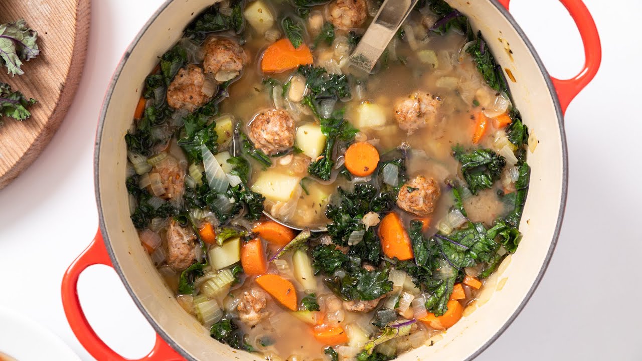 Sausage Meatball Kale Soup