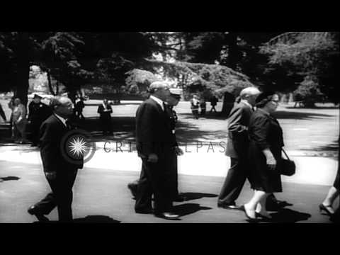 Joe DiMaggio and others at the funeral of Hollywood star Marilyn Monroe in Los An...HD Stock Footage