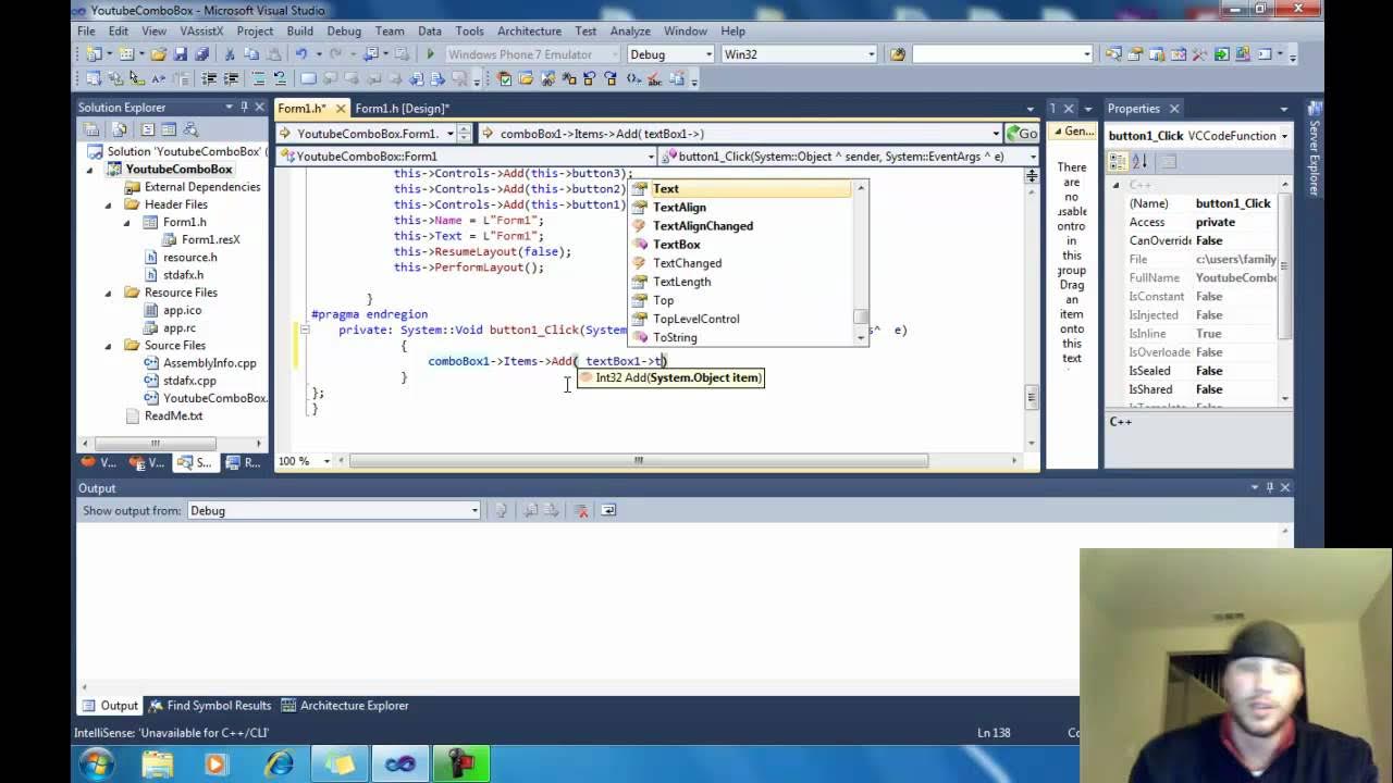 Visual CLI C++ ComboBox Tutorial YouTube