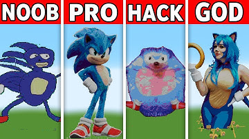 Sonic Pixel Art in Minecraft NOOB vs PRO vs HACKER