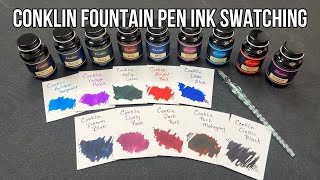 Conklin Fountain Pen Ink Swatching - 10 colors!
