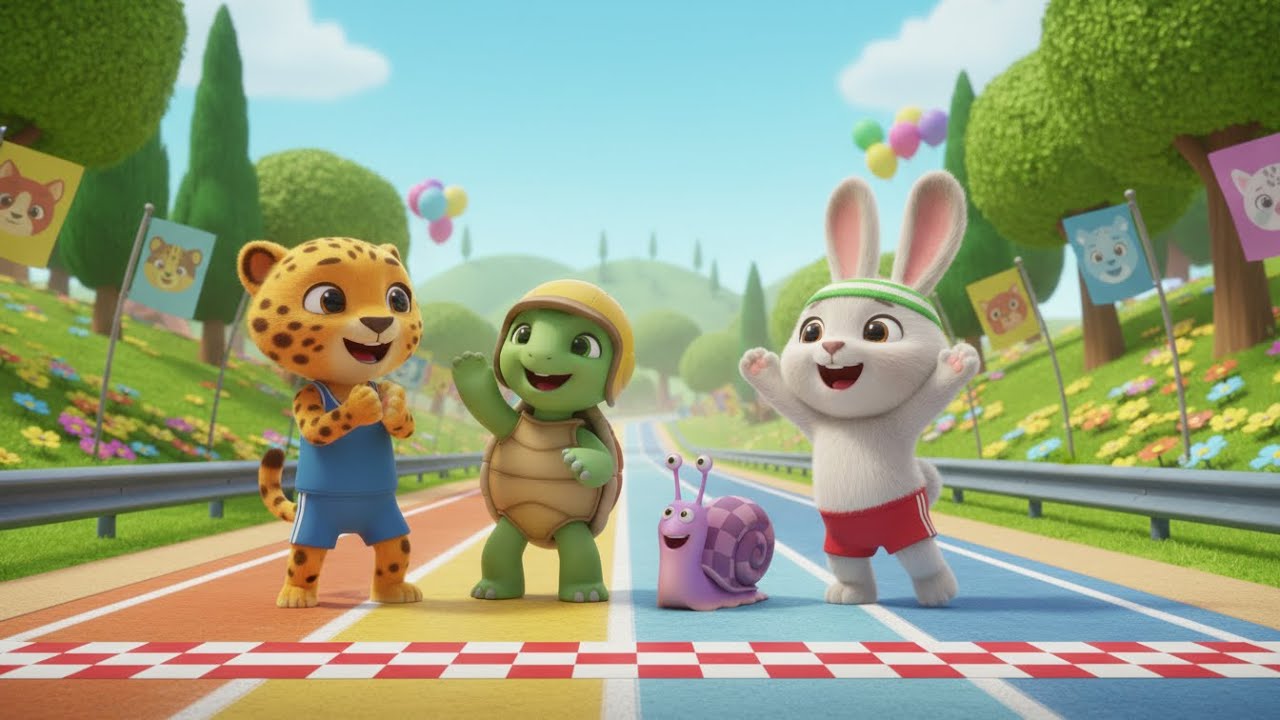 Fast vs Slow Animals Race Song for Kids | Animal Song for Kids, Nursery Rhymes & Baby Music 🐢🐆🎵