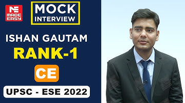 UPSC | ESE-2022| Mock Interview | Ishan Gautam | AIR-1 | Civil Engineering | By MADE EASY Experts