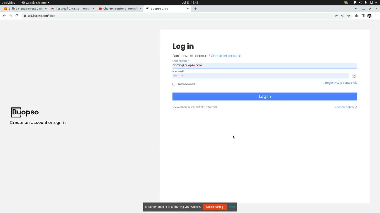 Gmail API permission and configuration in Buopso