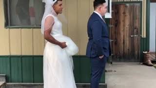 Groom waits for “first look” but it’s actually the best man in a wedding dress.