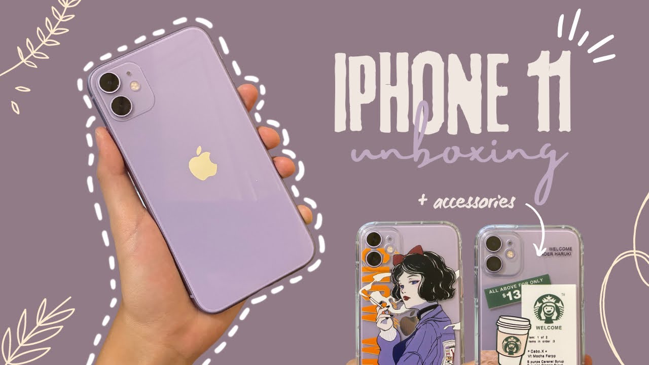IPHONE 11 (purple) aesthetic unboxing in 2022 + accessories 💟