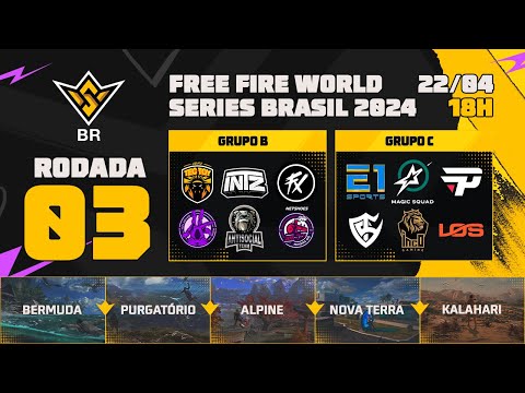 FFWS BR 2024 AO VIVO - RODADA 3 - GRUPOS B E C | FREE FIRE ESPORTS BRASIL