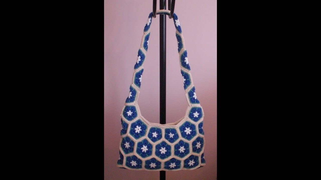 AFRİKA MENEKŞE MOTİFLİ ÖRGÜ ÇANTA -2-AFRİCAN FLOWER CROCHET BAG
