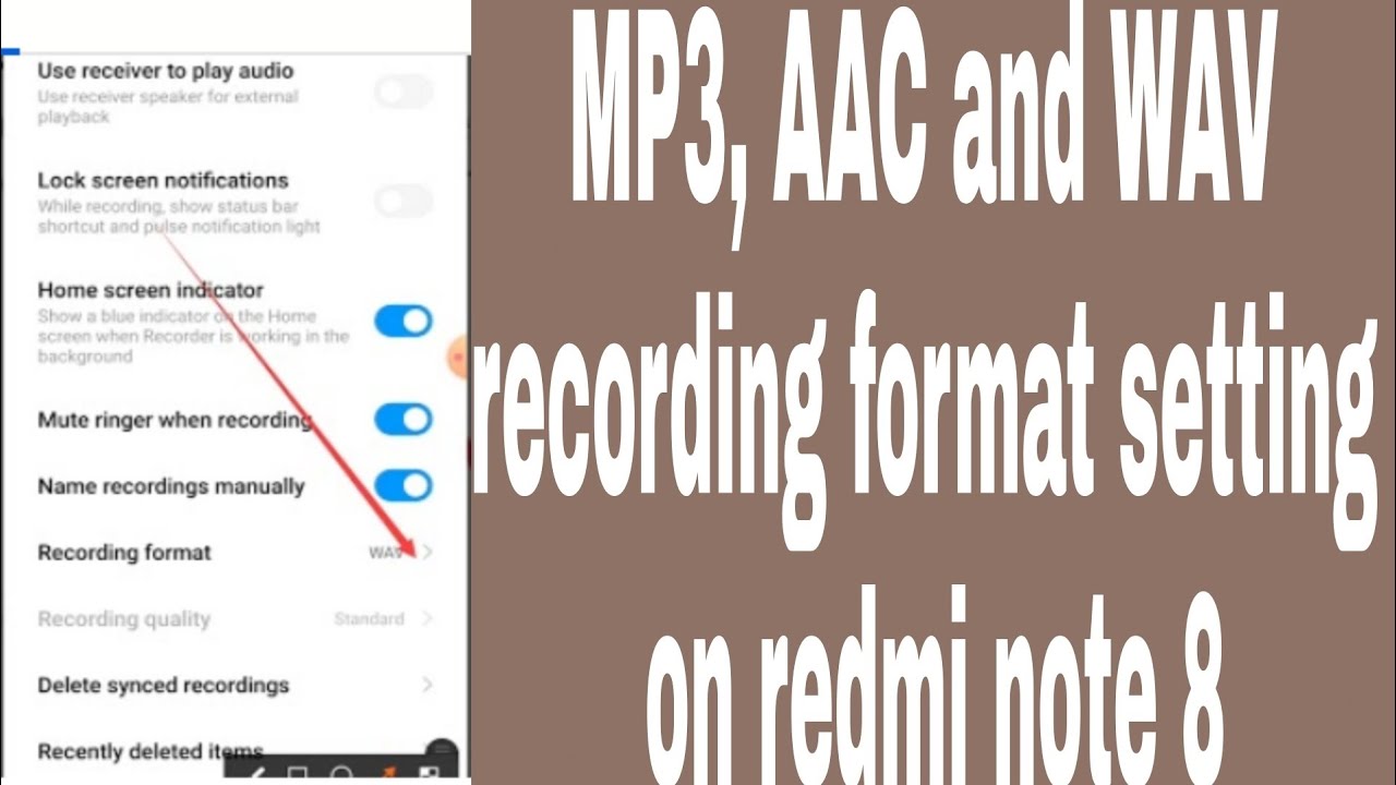 MP3 AAC And WAV Recording Format Setting On Redmi Note 8 YouTube MP3 AAC And WAV Recording Format Setting On Redmi Note 8 YouTube