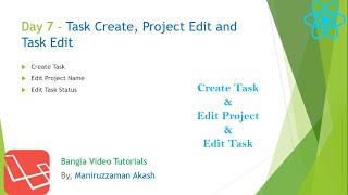 #7 Laravel React Task Management Bangla Video Tutorial - Create Task, Manage Parent child component