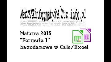Zad. 6 Formuła 1 - matura 2015 informatyka - Calc/Excel