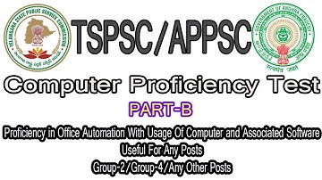 TSPSC APPSC Computer Proficiency Test Practical Video PART B For Group 2/4 or Any Other Posts SWTL
