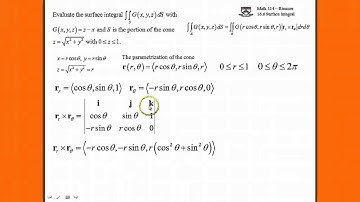 UPenn Math 114 Finding Surface Integral of a Parametric Surface Explanation